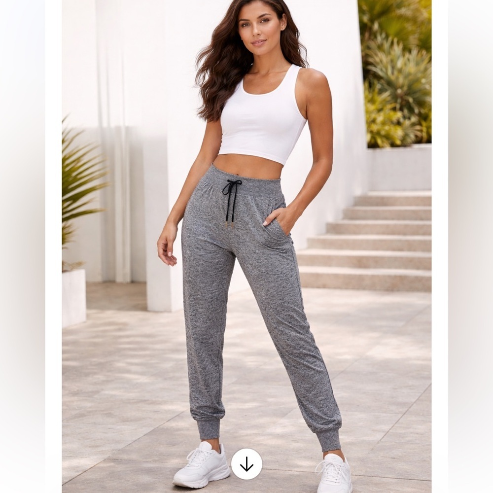 Athleta Gray Heather Joggers – Lightweight, Soft Drawstring Sweatpants for Women